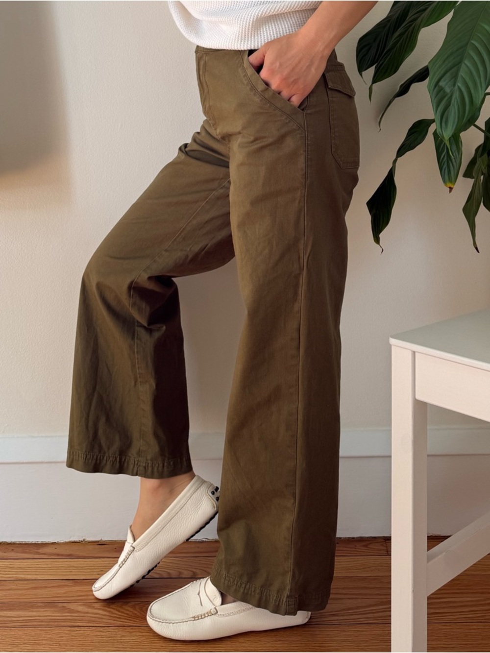 Pact Organic Cotton Olive Green Chino Style French Work Surplus Pants Size XS - Picture 7 of 12